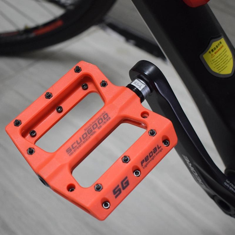Non-Slip Nylon Fiber Mountain Bike Pedal Black - Red