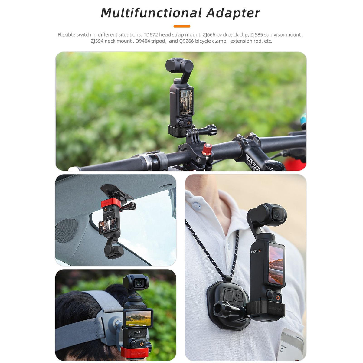 Universal Metal Bracket Adapter for Dji Pocket 3 with Screw - Black