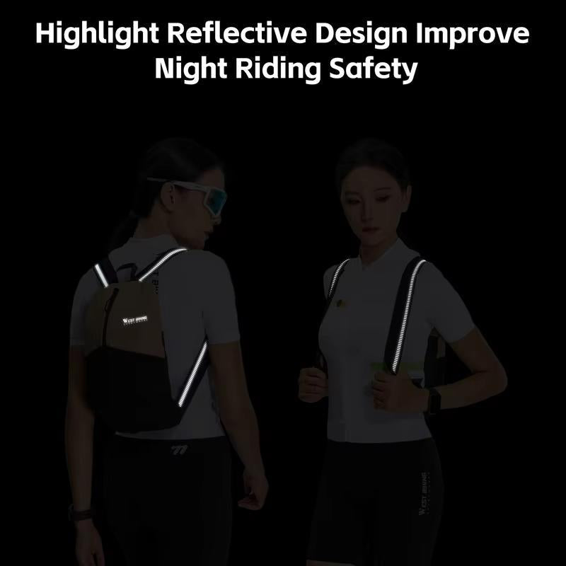 Lightweight Reflective Bike Backpack For Outdoor Riding - Black