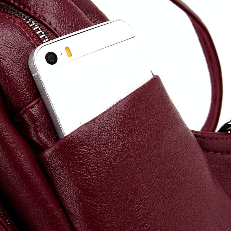 Women Leather Backpack - Secure & Stylish - Black