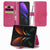 For Samsung Galaxy Z Fold4 5G Embossed Leather Phone Case With Four Leaf Clasp - Magenta