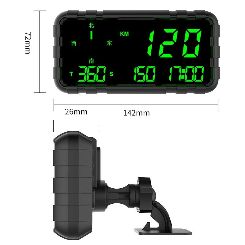 Universal Gps Head Up Display For Cars Speed Mileage Compass Black