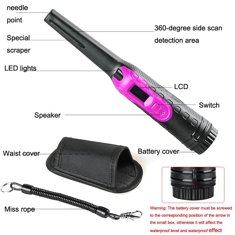 Small Handheld Metal Detector for Outdoor Treasure Hunting - Black Purple