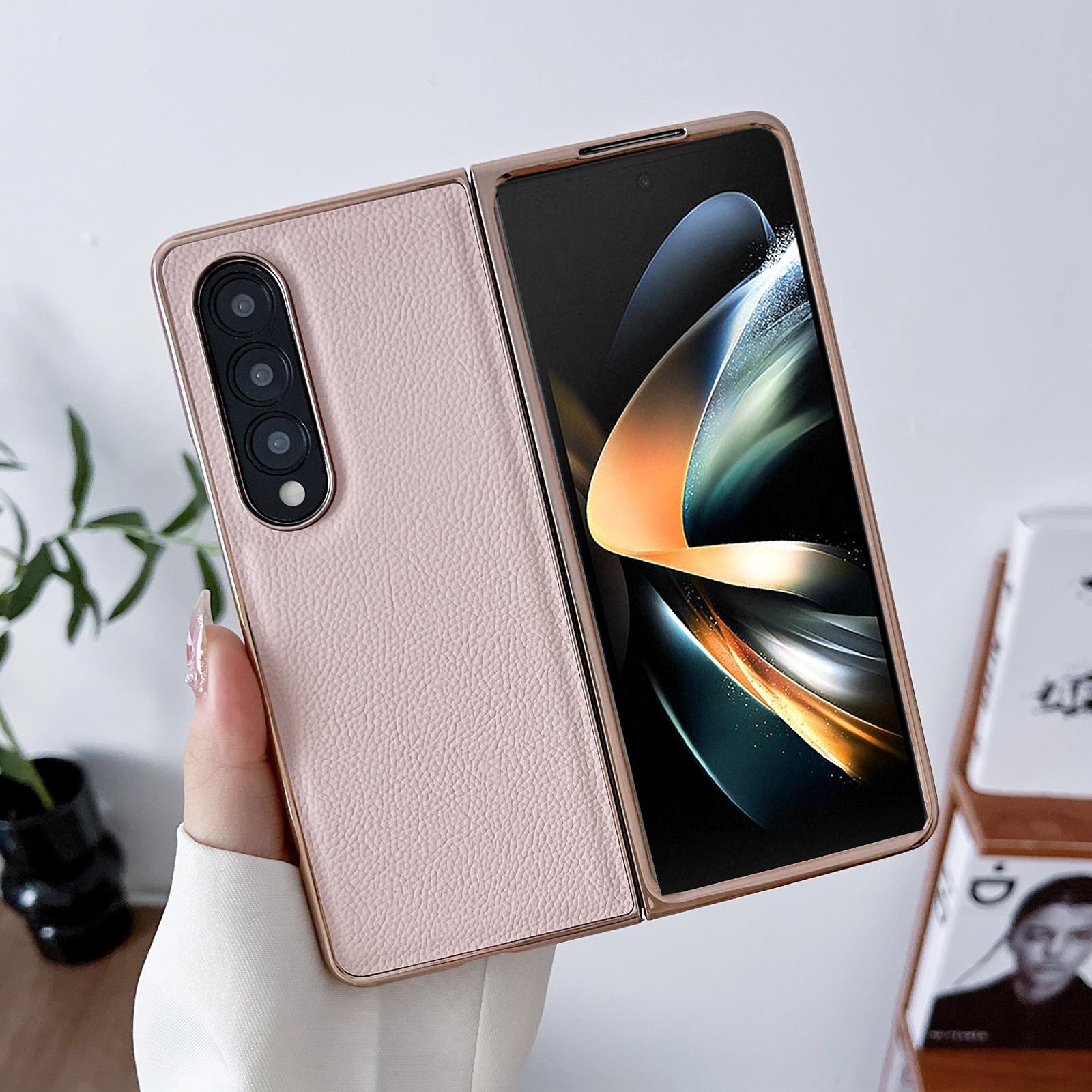 For Samsung Galaxy Z Fold4 5G Skyline Series Nano Electroplating Pu Case - Black