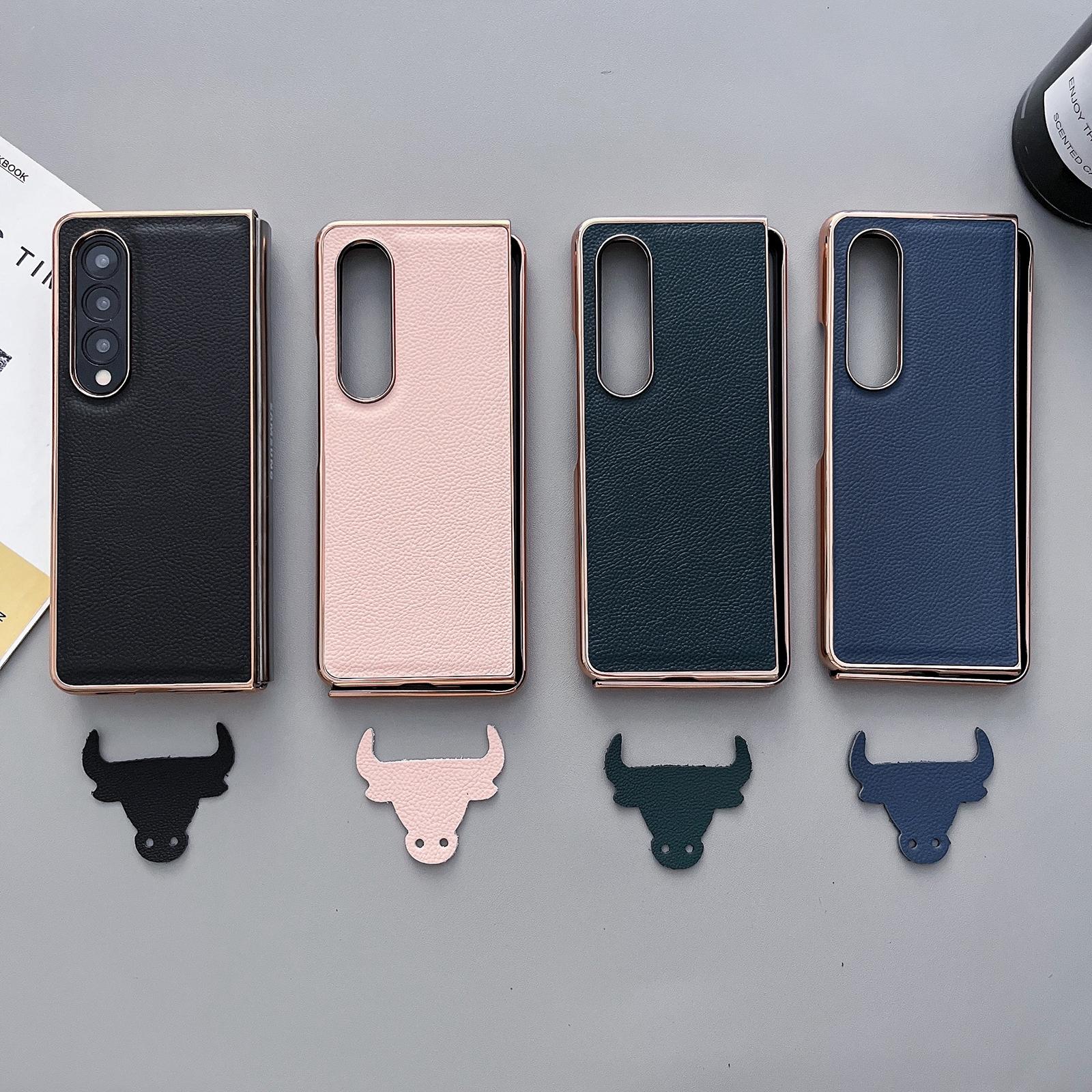 For Samsung Galaxy Z Fold4 5G Skyline Series Nano Electroplating Pu Case - Black