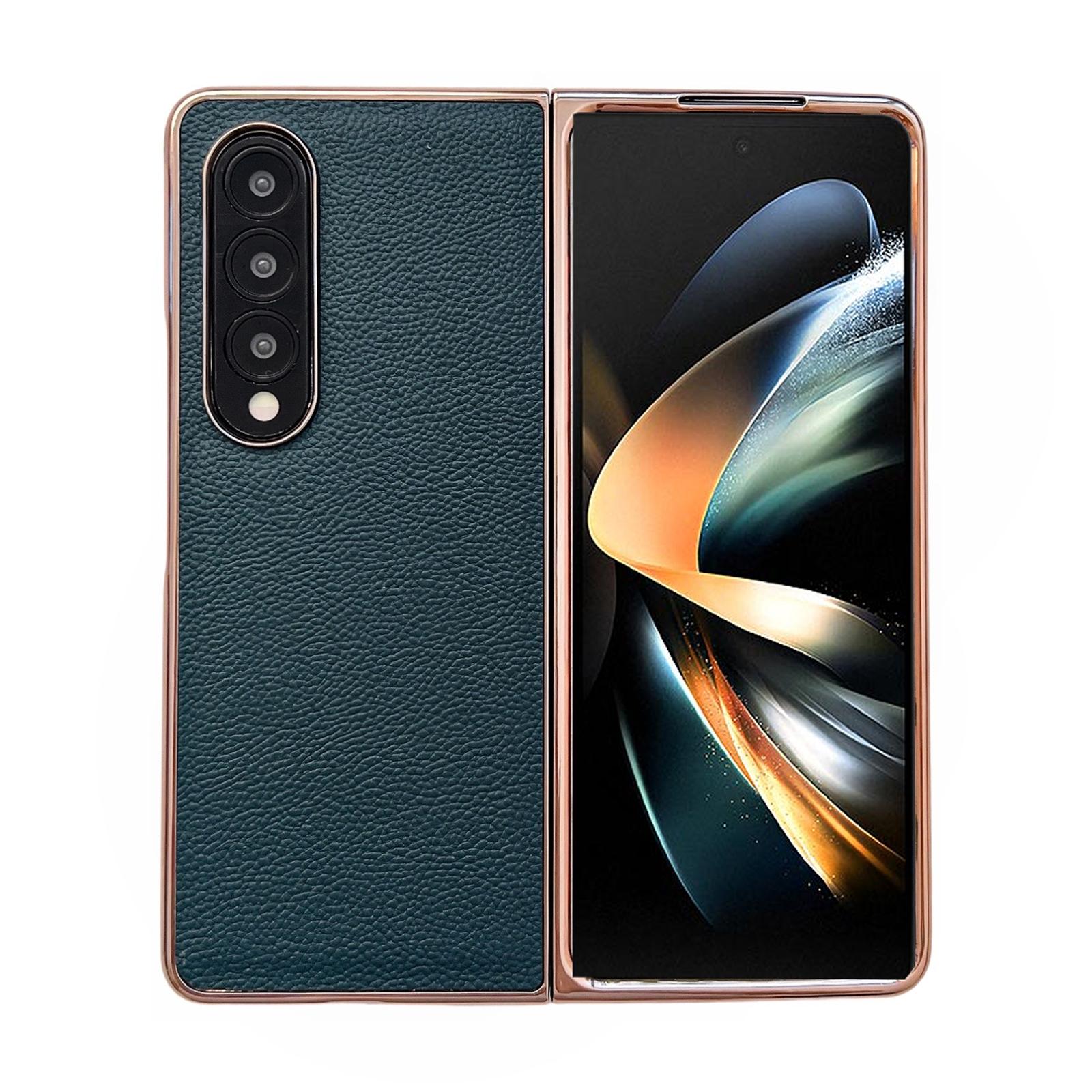 For Samsung Galaxy Z Fold4 5G Skyline Series Nano Electroplating Pu Case - Black