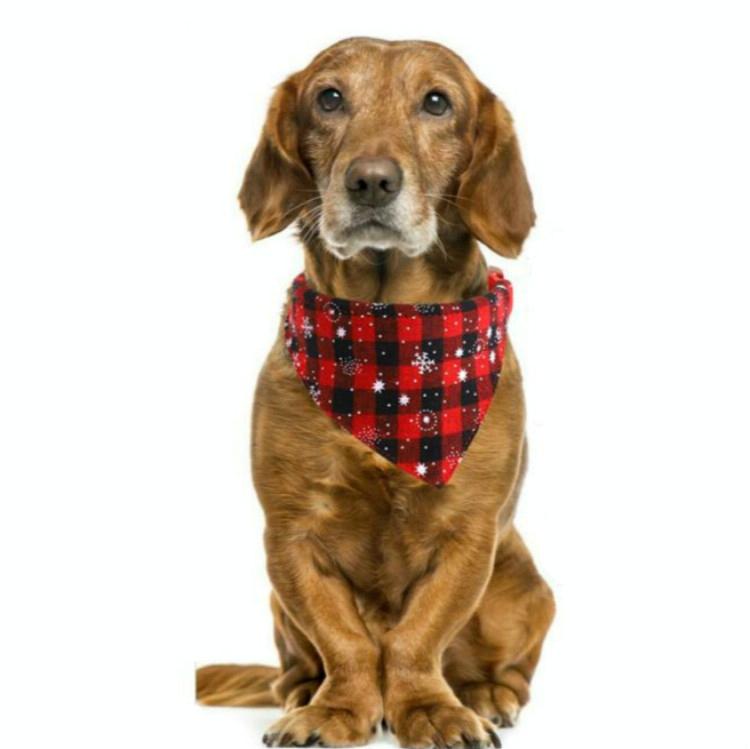 Pet Triangle Towel Christmas Snowflake Dog Saliva Towel - Size S - Red