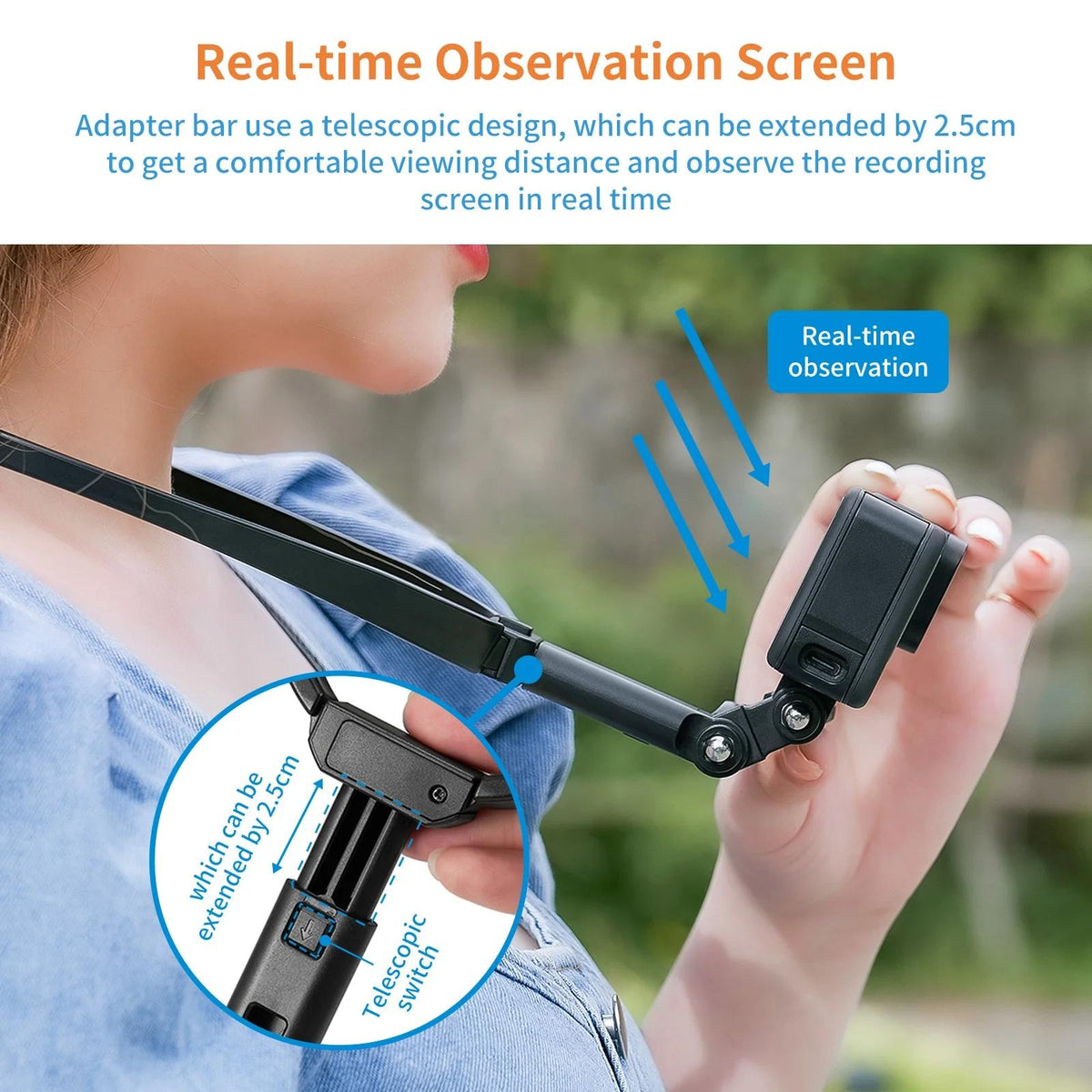 Neck Mount For Sports Camera And Cell Phone Vlogging