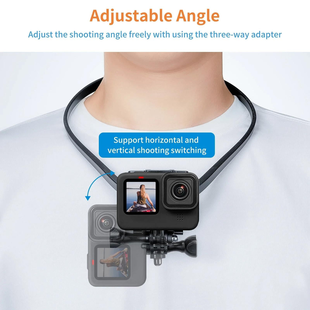 Neck Mount For Sports Camera And Cell Phone Vlogging