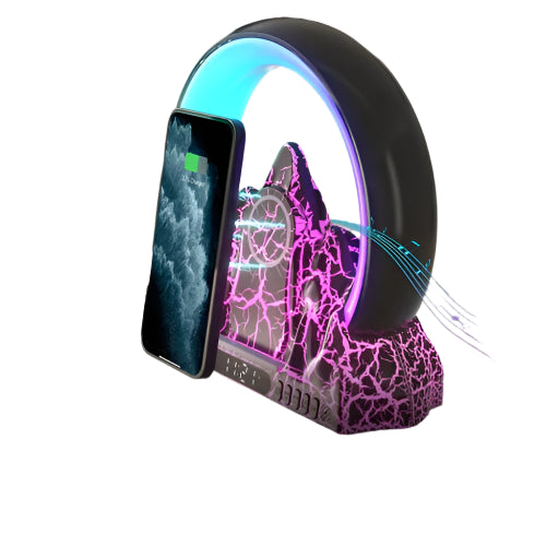 Wireless Charger With Alarm Clock &amp; Bluetooth Speaker - Black