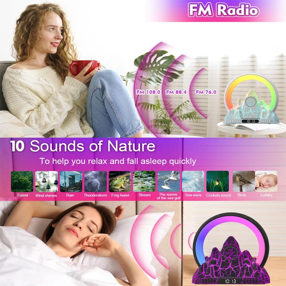 Wireless Charger With Alarm Clock & Bluetooth Speaker - Black