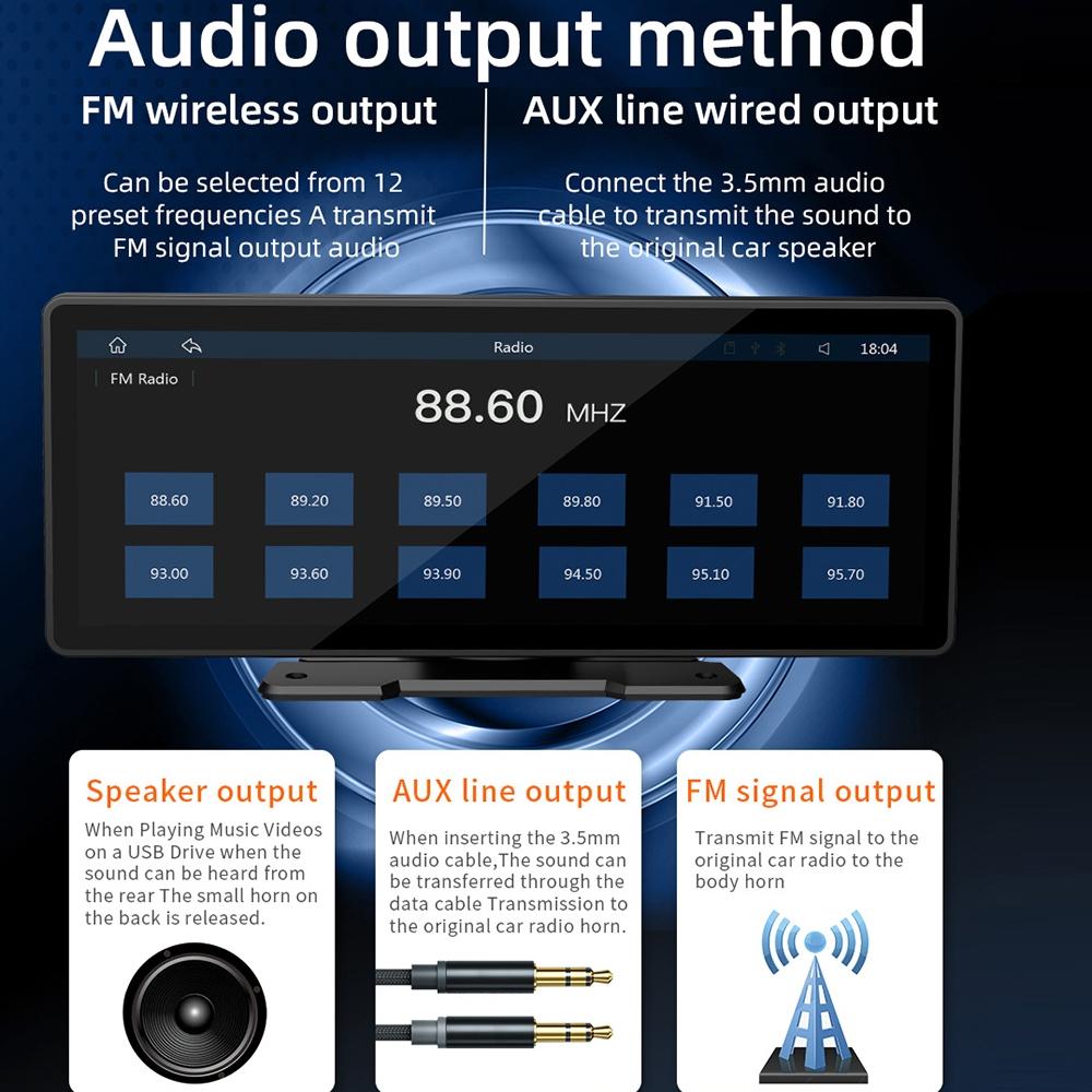 10.26 Inch Car Mp5 Player With Carplay / Android Auto - Portable Black