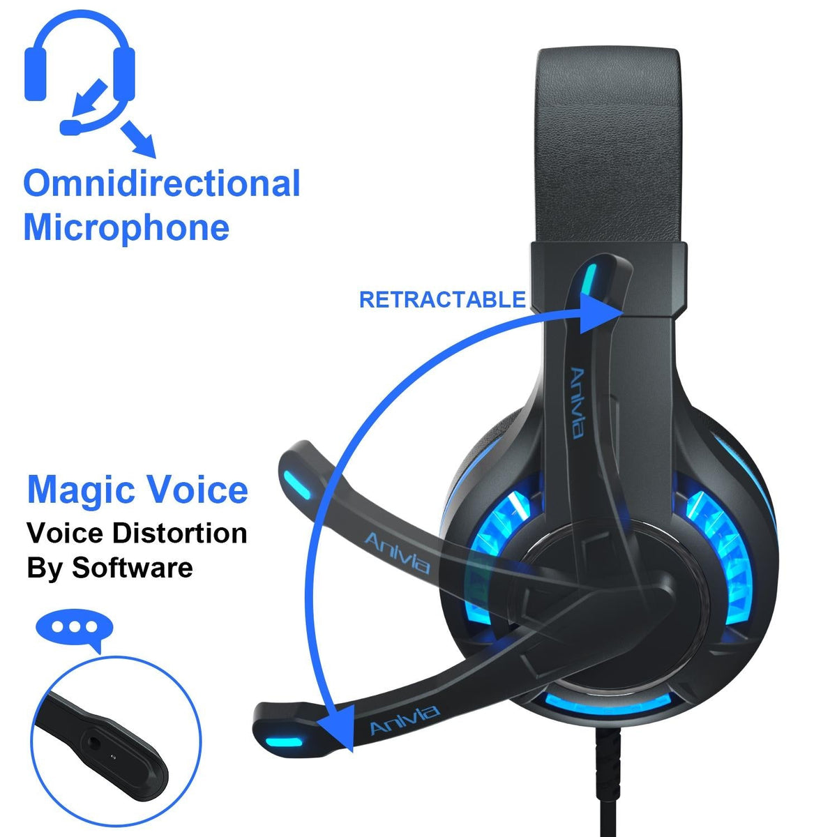 Adjustable Gaming Headset With Mic Black / Blue