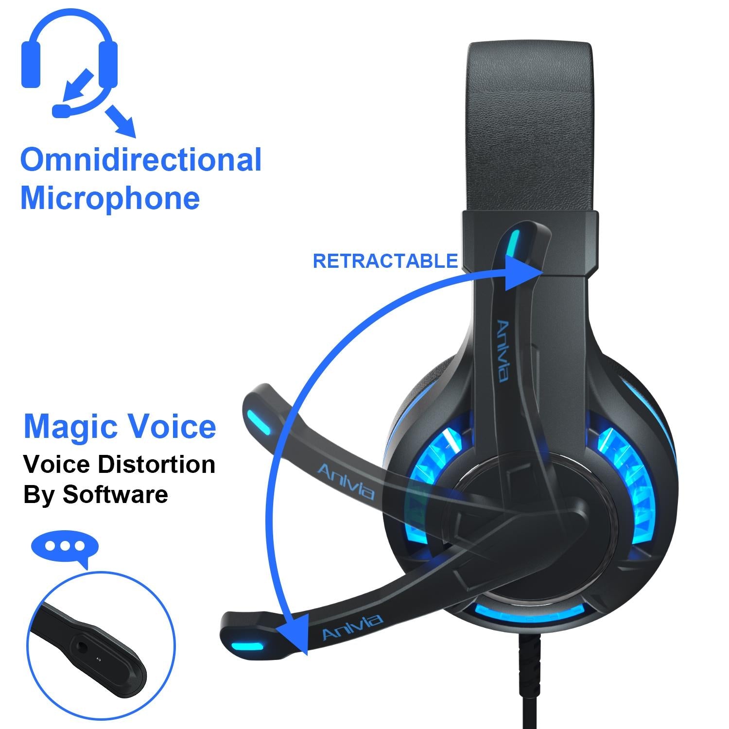 Adjustable Gaming Headset With Mic Black / Blue