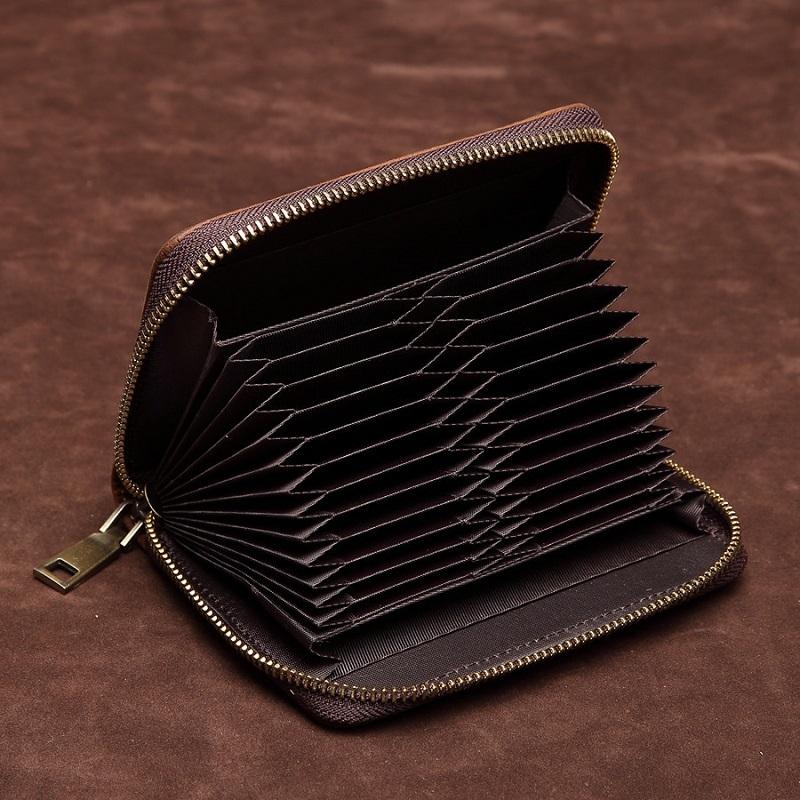 Dark Coffee Leather Passport / Card Holder - Rfid-protected