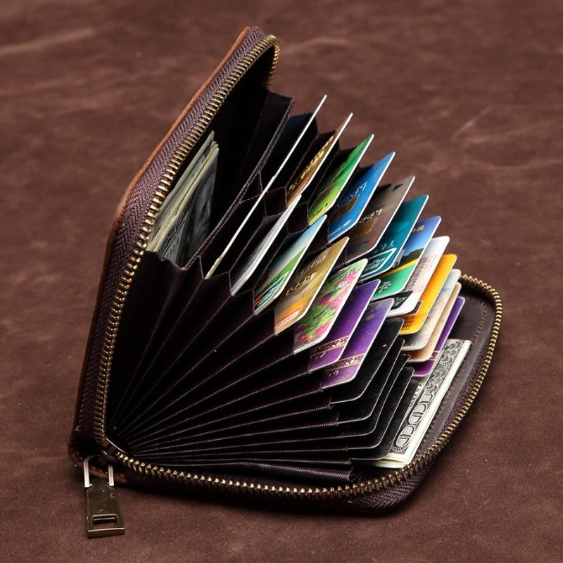 Dark Coffee Leather Passport / Card Holder - Rfid-protected