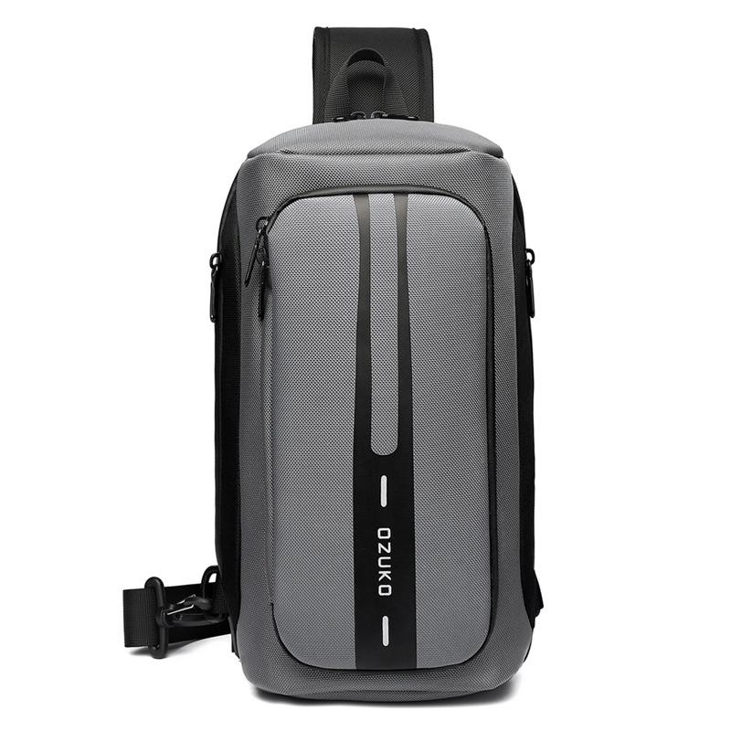 Waterproof Men Business Chest Bag With Usb Charging Port Anti Theft Shoulder Messenger Bag - Dark Blue