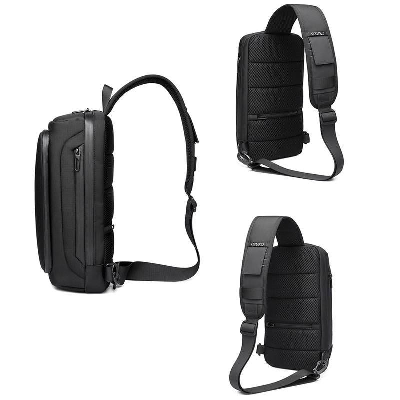 Waterproof Men Business Chest Bag With Usb Charging Port Anti Theft Shoulder Messenger Bag - Dark Blue
