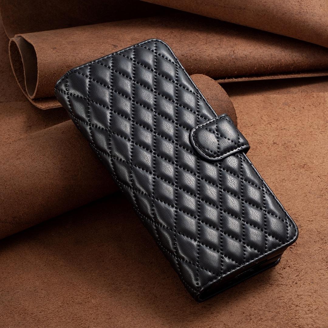 For Samsung Galaxy Z Fold4 5G Samsung Fold 4 Diamond Lattice Wallet Case - Sleek And Stylish - Black