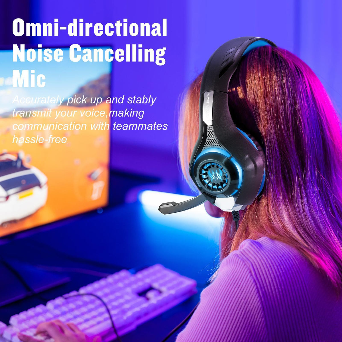 Omni Mic Gaming Headset 1.9M Length - Black Blue