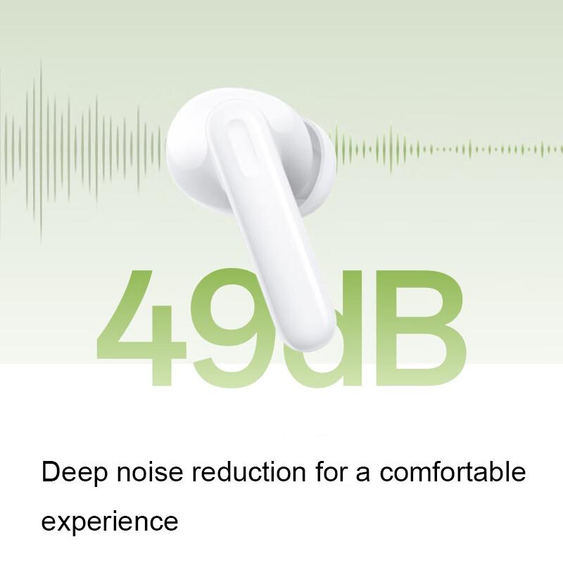 Wireless Active Noise-cancelling Earbuds for Sports and Music - White