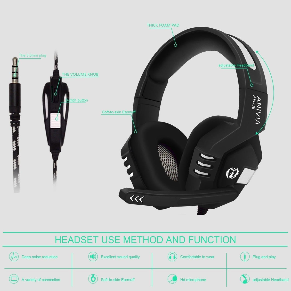 3.5Mm Wired Gaming Headset With Mic Black / Silver