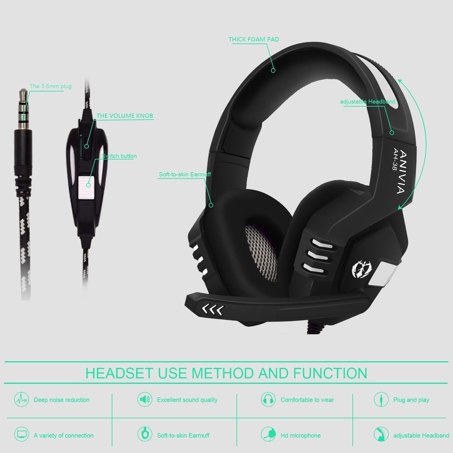 3.5Mm Wired Gaming Headset With Mic Black / Silver