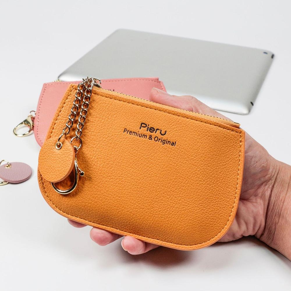 Ultra Thin Zippered Mini Wallet For Women Compact Coin Purse - Yellow