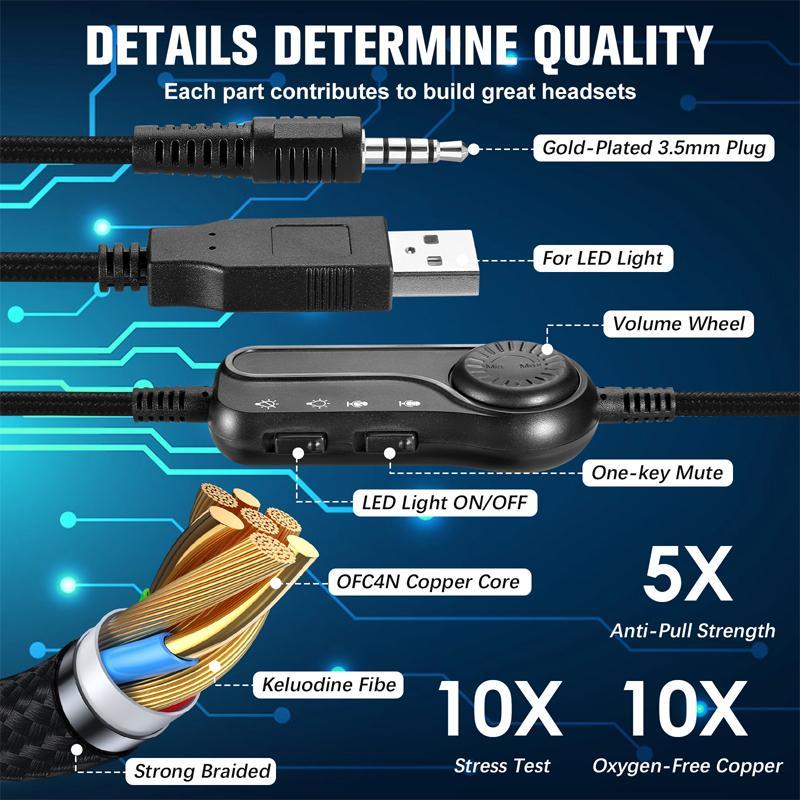 Omni-Directional Esports Headset 1.9M Length - Blac