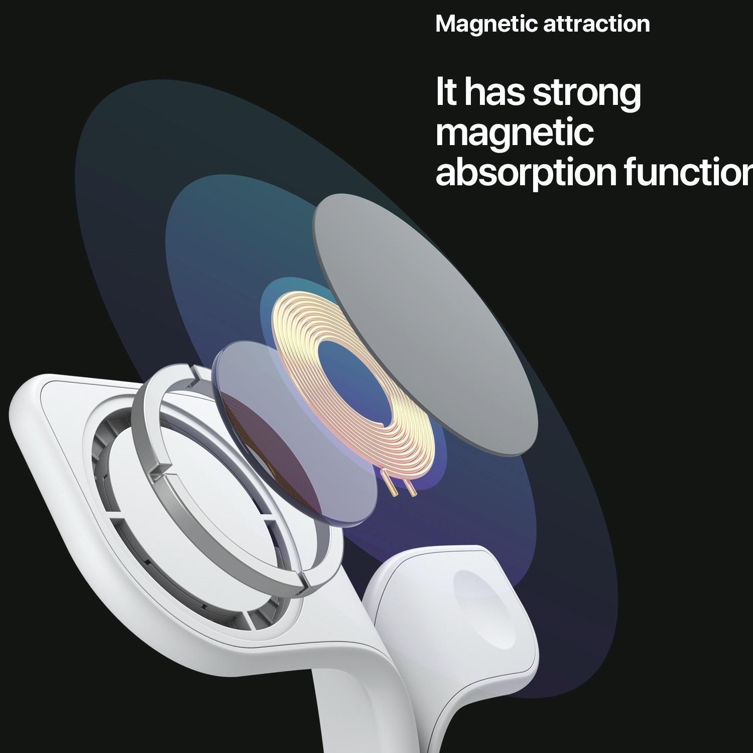 15W 5 In 1 Magnetic Wireless Charger With Stand - Black