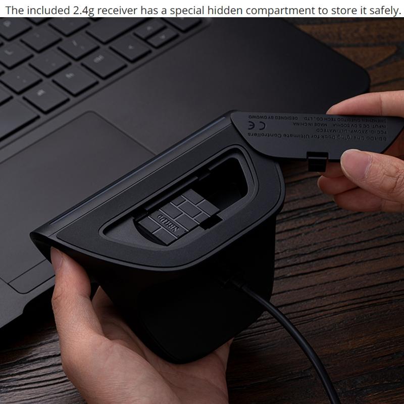 Wireless Gaming Controller + Charging Dock for Pc / Windows 10 / 11 / Steam Deck - 2.4g - White