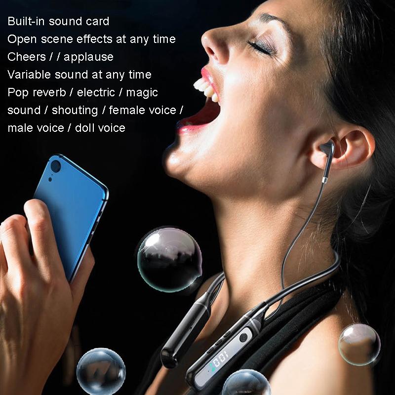 Wireless Sports Earphones with Bluetooth 5.3 and Built-in Sound Card - Black