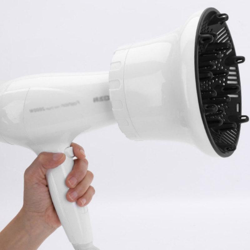 Universal Hair Diffuser For Blow Dryers Rotatable Design Large Hood Black - White