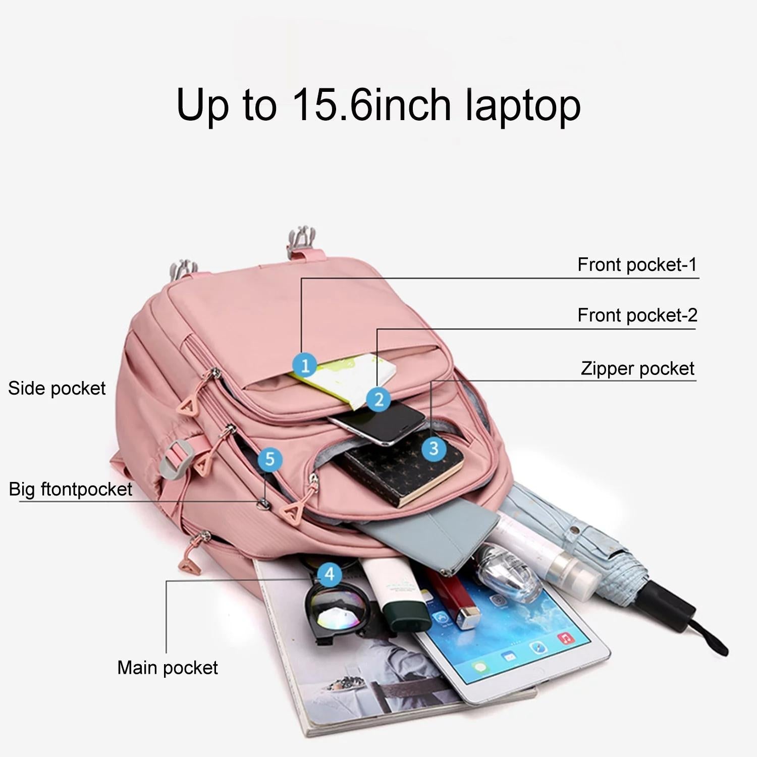 Teen Girls' Anti-theft College Backpack - Secure & Stylish - Black