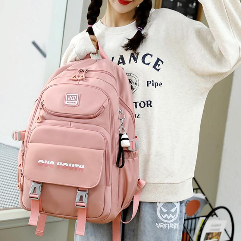 Teen Girls' Anti-theft College Backpack - Secure & Stylish - Black