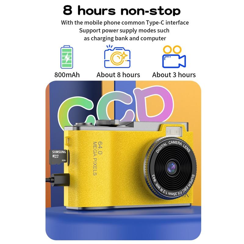 Retro Kids Camera With Dual-Lens 4K Hd Ccd - 2.4 Inch - White