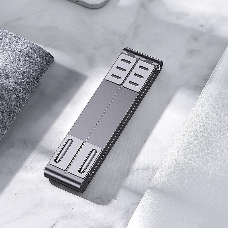 Foldable Aluminum 3-in-1 Phone Tablet Stand - Portable Storage - Grey