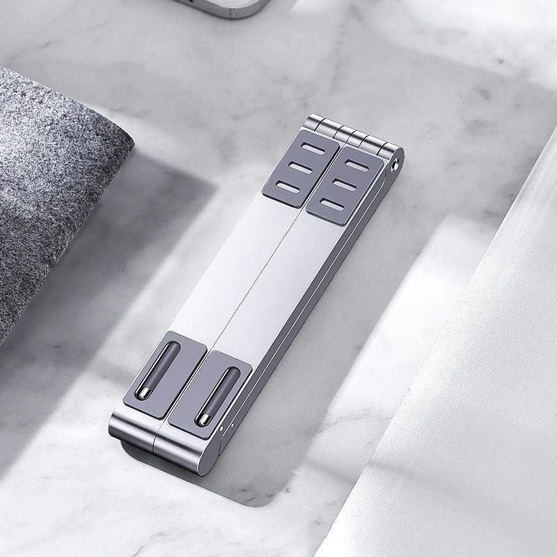 Foldable Aluminum 3-in-1 Phone Tablet Stand - Portable Storage - Grey