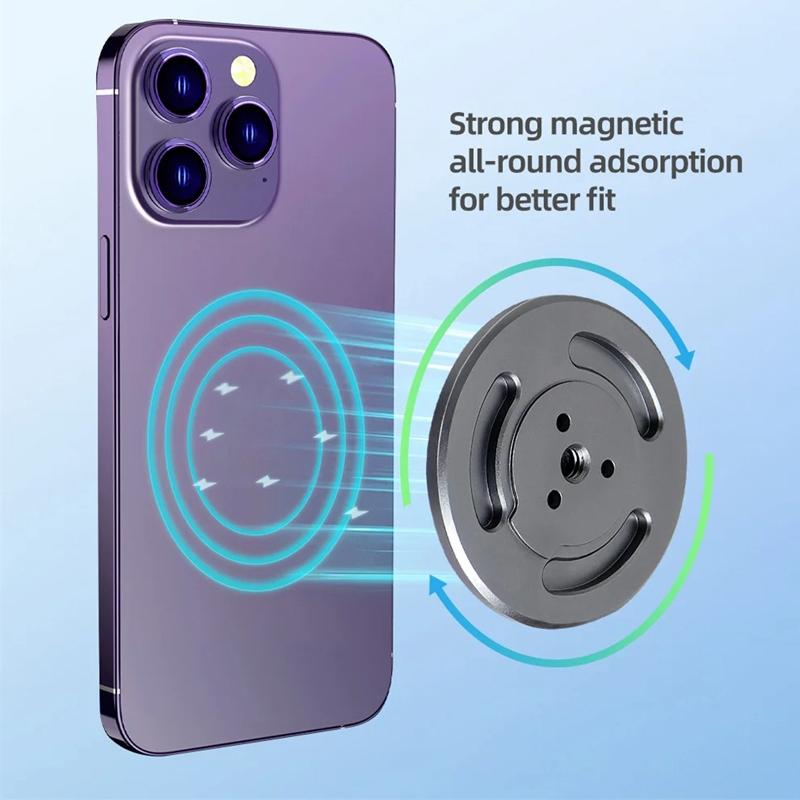 Universal Magnetic Phone Holder for Tripod and Magic Arm - Titanium Color