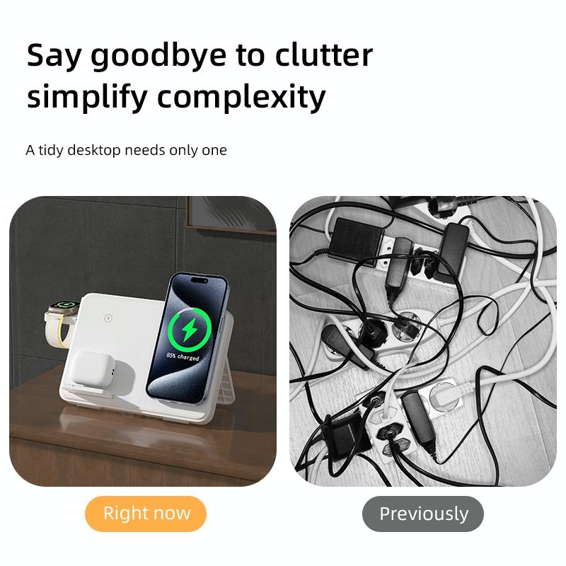 15W Magnetic Wireless Charger With Night Light - Black