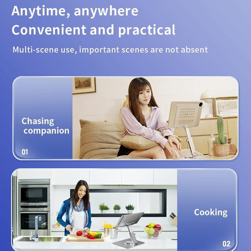 Portable Telescopic Desktop Phone Stand - Foldable & Rotating - Silver