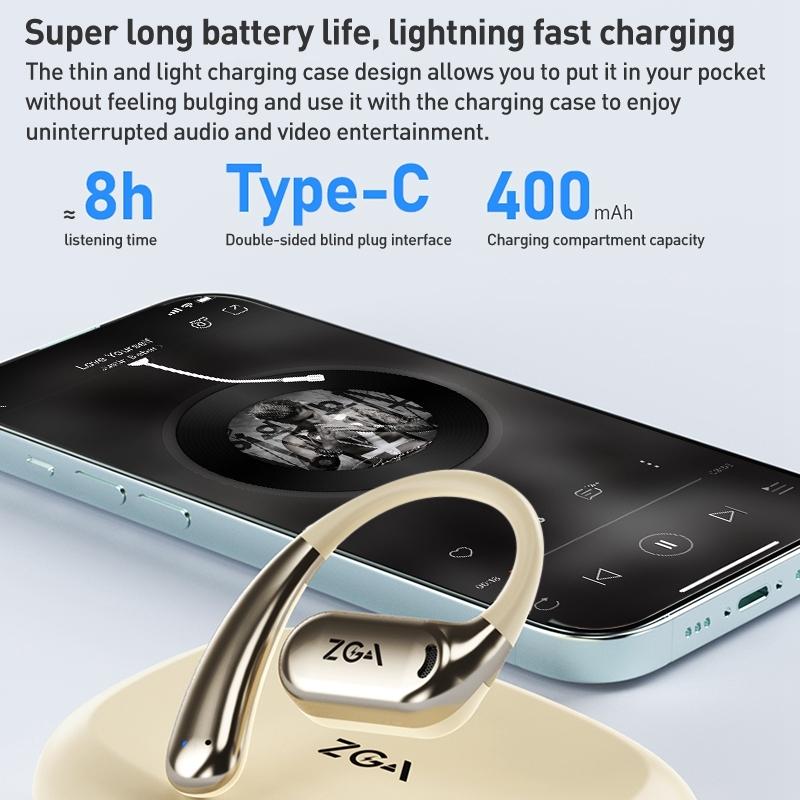 Wireless Bluetooth Earphone Ear-Mounted - Black