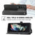 For Samsung Galaxy Z Fold4 5G Leather Grid Texture Phone Case With Lanyard - Black