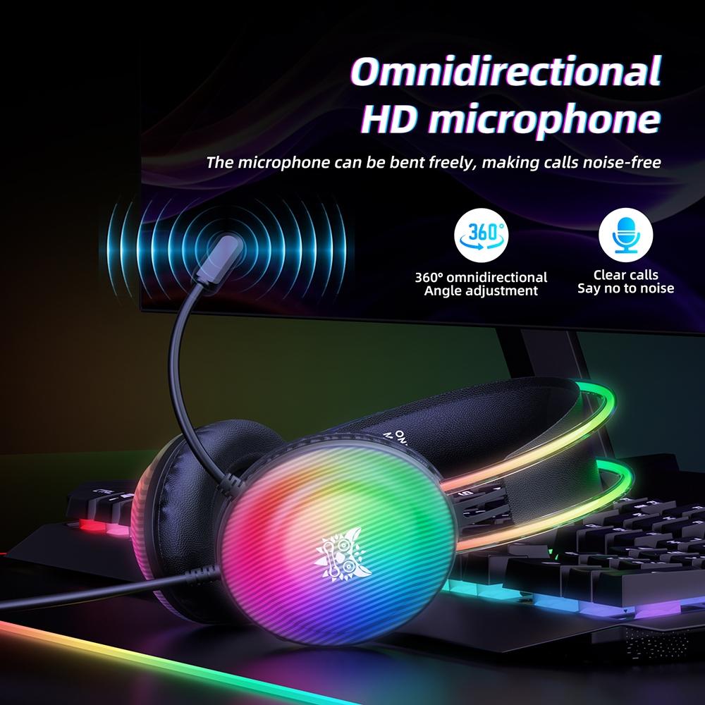 Rgb Wired Gaming Headset 2.2M Cable Black