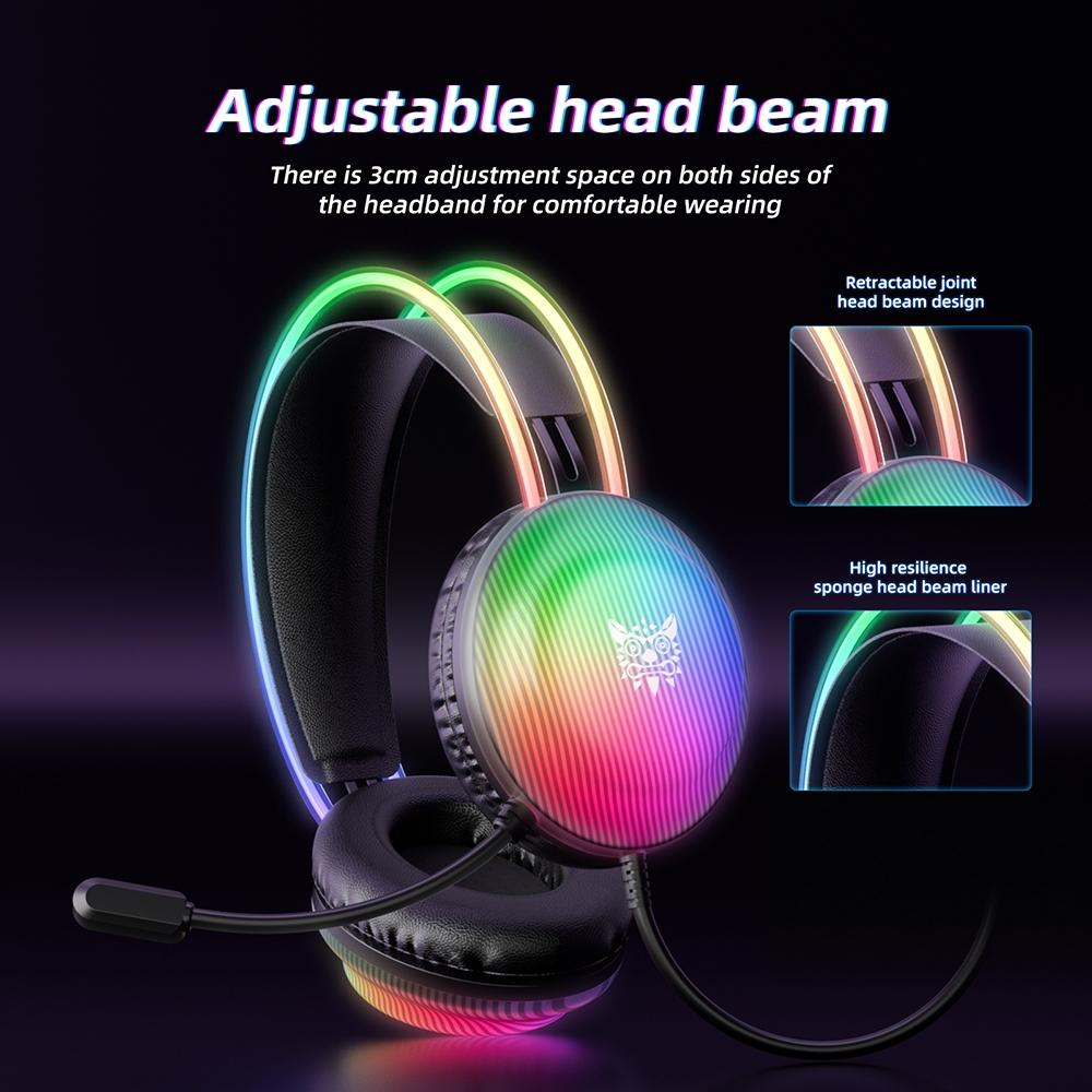 Rgb Wired Gaming Headset 2.2M Cable Black