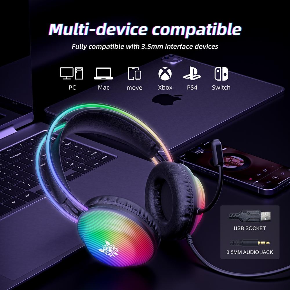 Rgb Wired Gaming Headset 2.2M Cable Black