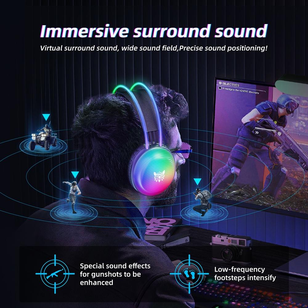 Rgb Wired Gaming Headset 2.2M Cable Black