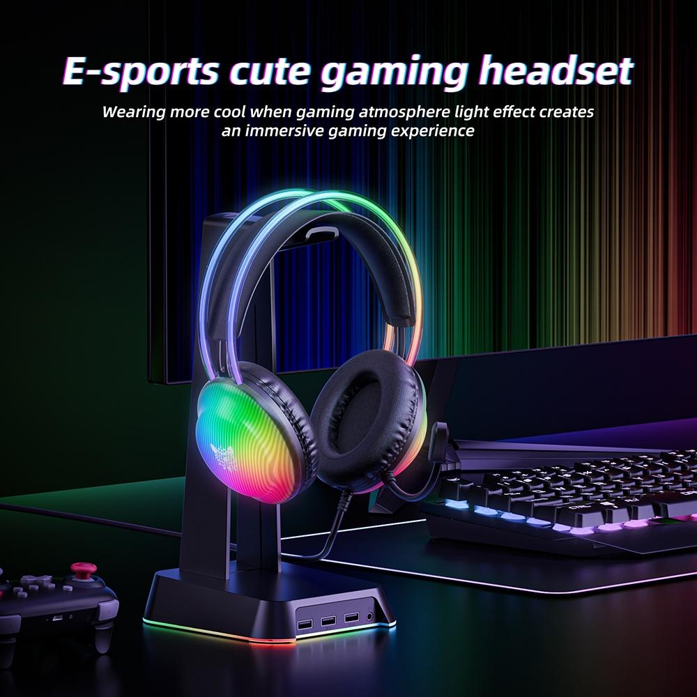 Rgb Wired Gaming Headset 2.2M Cable Black