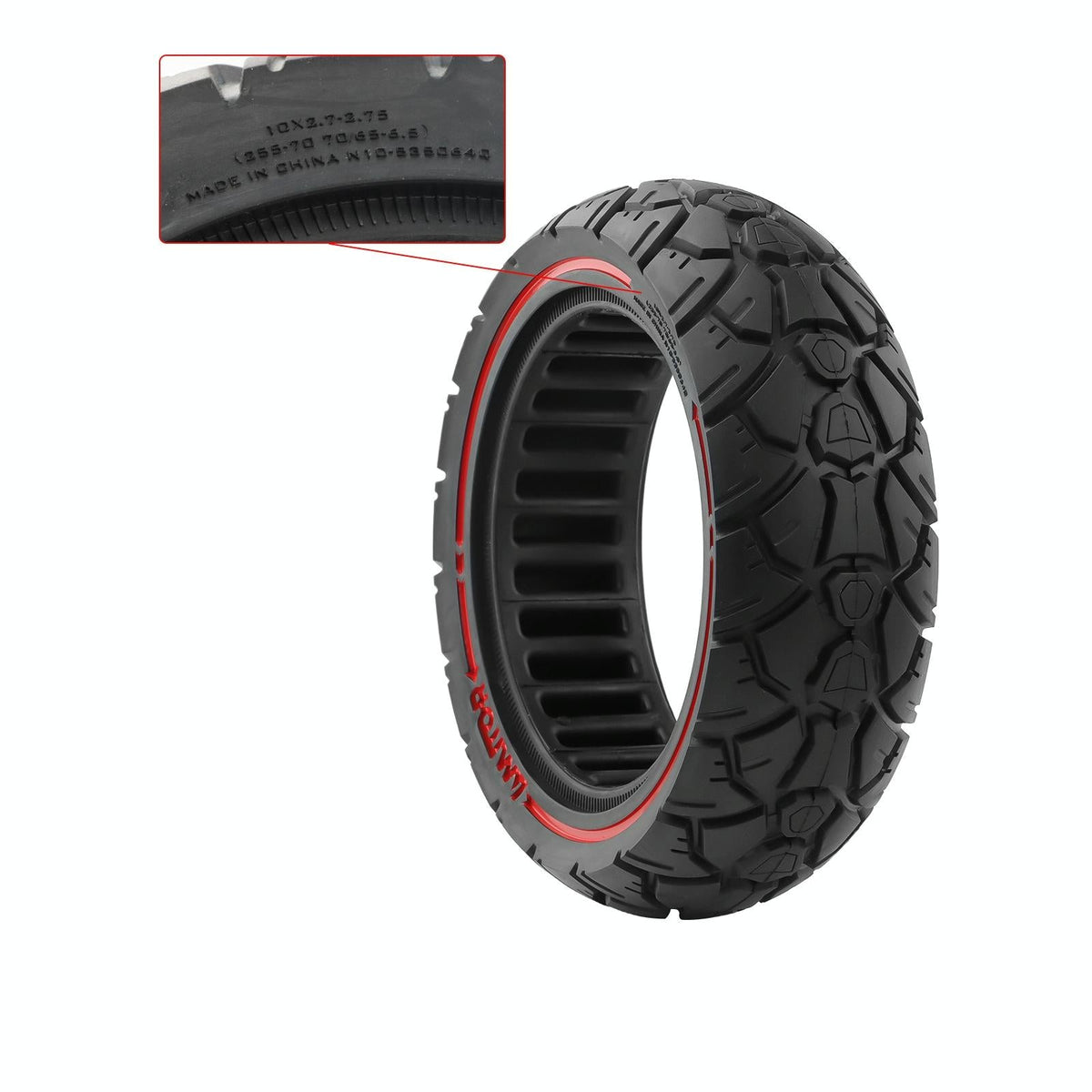Universal Off-road Scooter Tire - 10 x 2.7-2.75 53.5 255-70 or 70 / 65-6.5 - Red Line