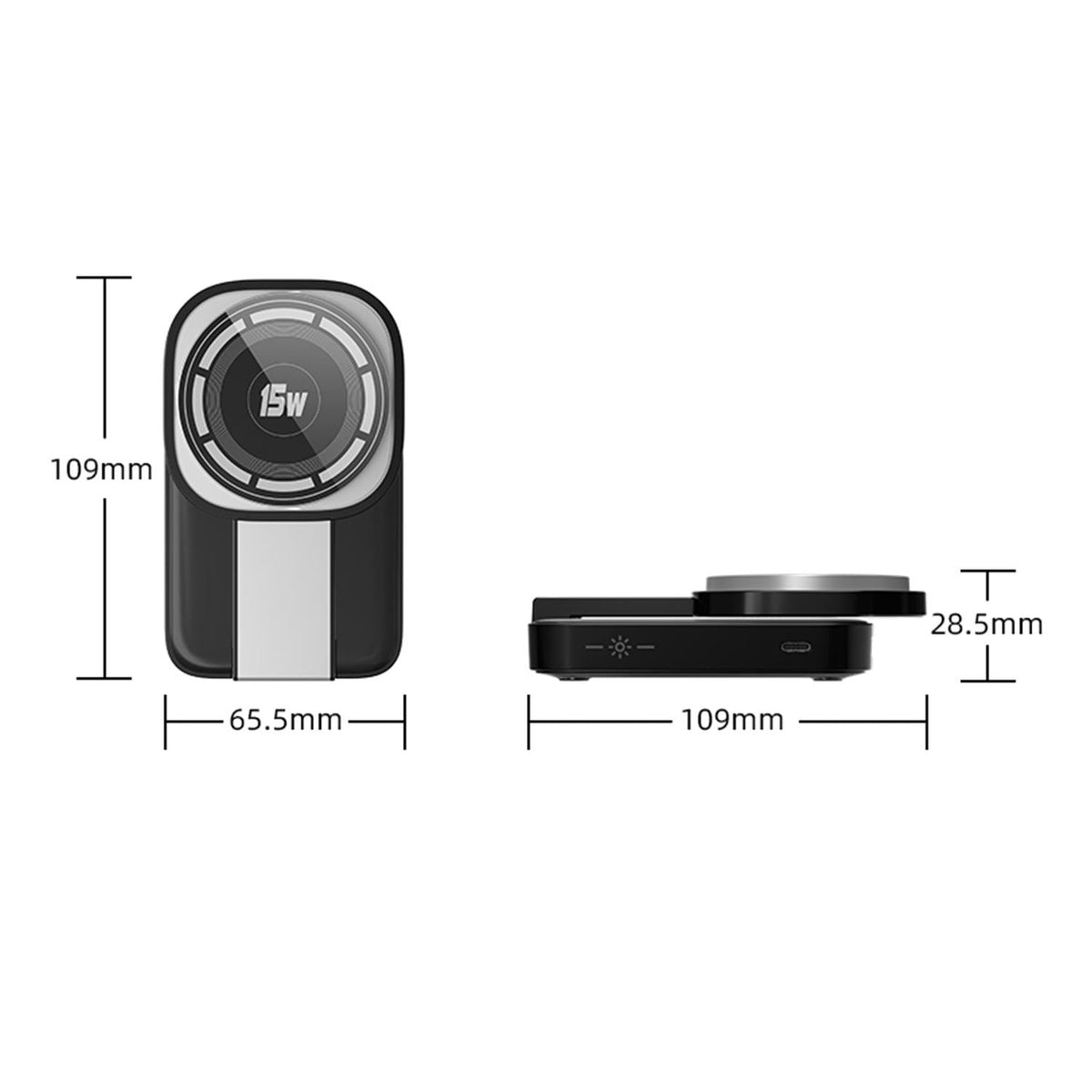 3 In 1 Magnetic Wireless Charger With Led Light - Black